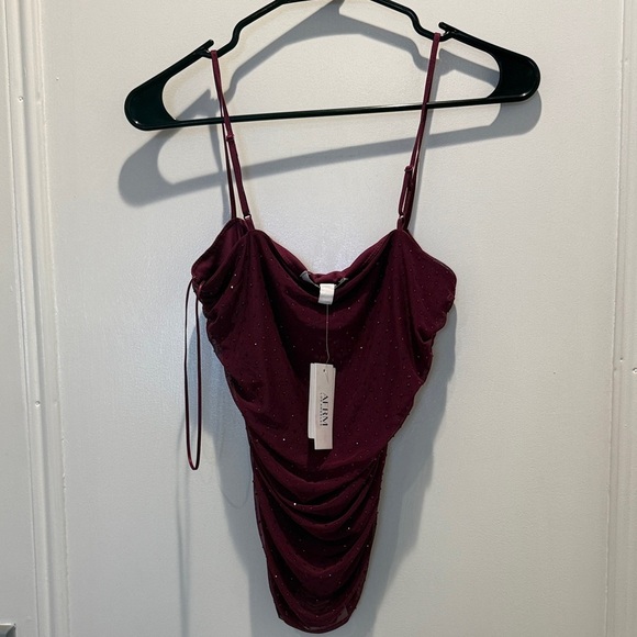 AFRM Tops - AFRM Burgundy Rhinestone Top